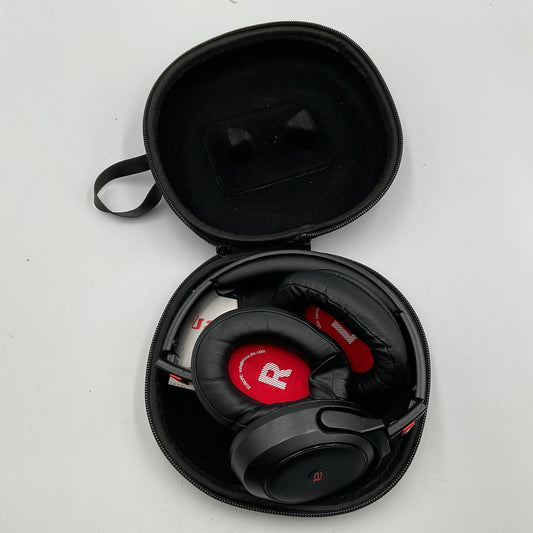 Aiwa Wireless Bluetooth Over Ear Red Black Headphones and Case Untested