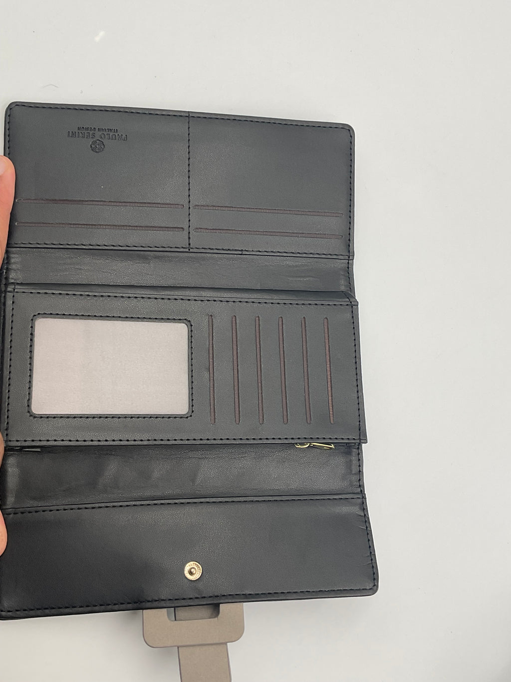 Paulo Serini Trifold Clutch Wallet Noir Charcoal