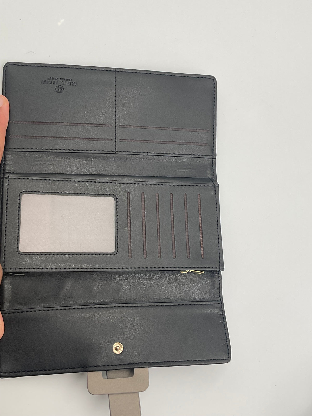 Paulo Serini Trifold Clutch Wallet Noir Charcoal
