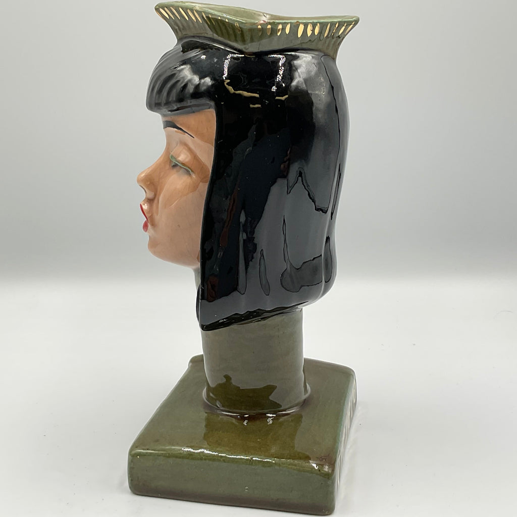 Vintage Dorothy Kindell Egyptian Revival Head Vase Ceramic Bust