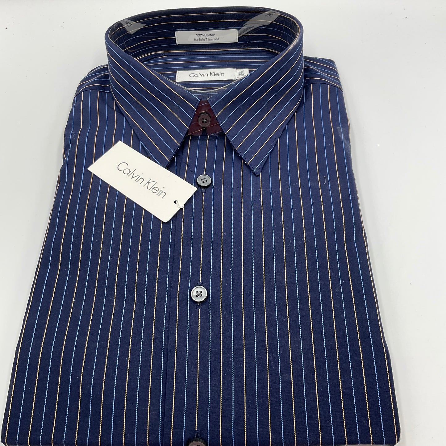Calvin Klein Men's Dress Shirt Blue Striped L 16.5 34/35 New with Tags