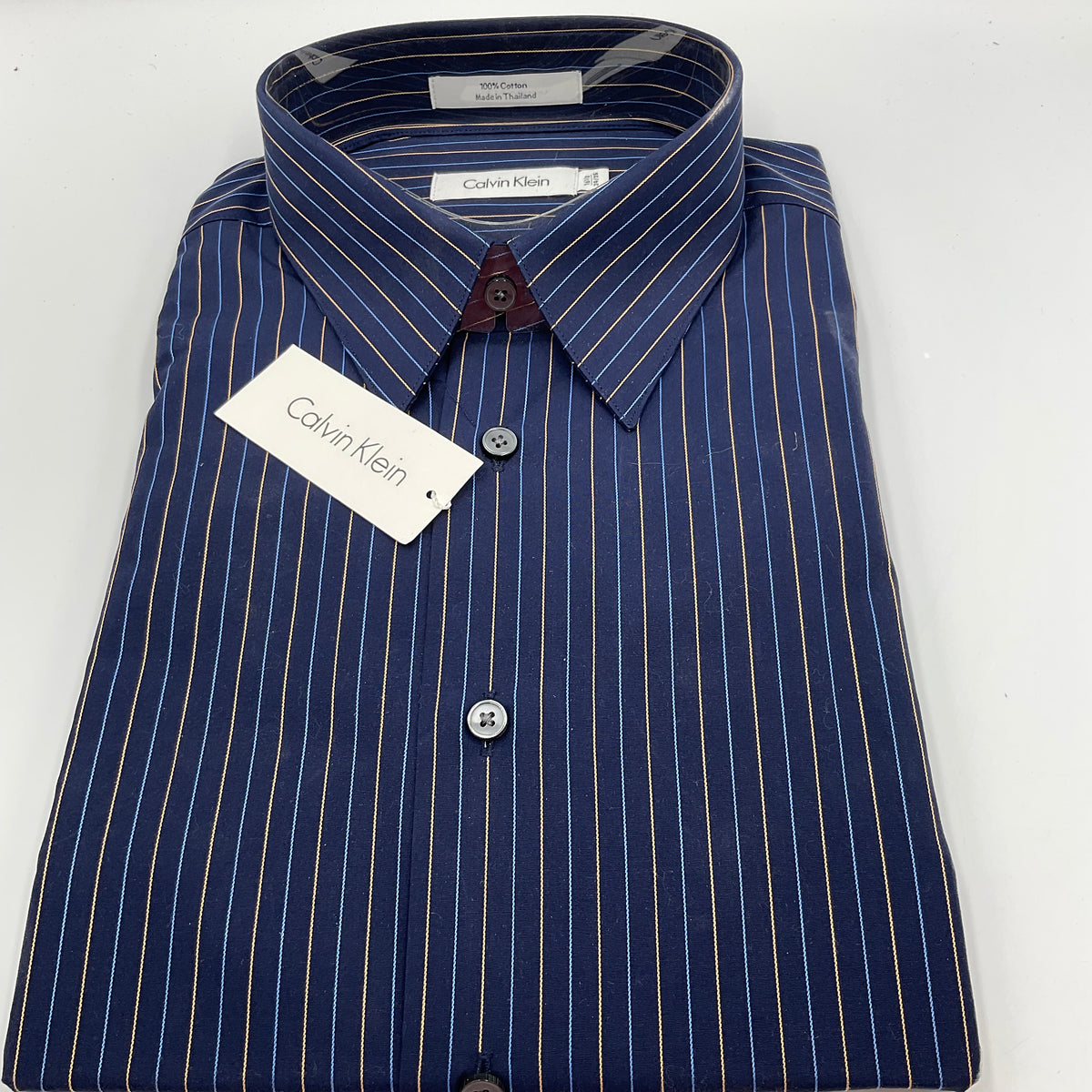 Calvin Klein Men's Dress Shirt Blue Striped L 16.5 34/35 New with Tags