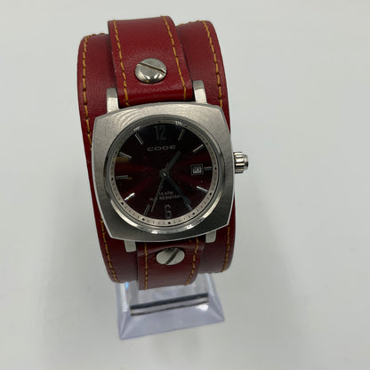 Code Brand Water Resistant Leather Cuff Band Quartz Watch New Battery