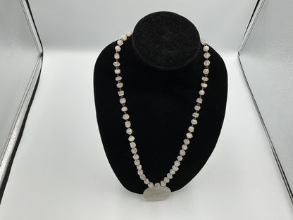White Stone Face Design Necklace