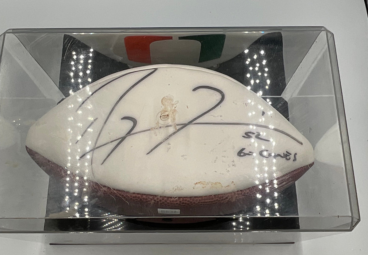 Ray Lewis Autographed University of Miami Hurricanes Football W Certificate of Authenticity