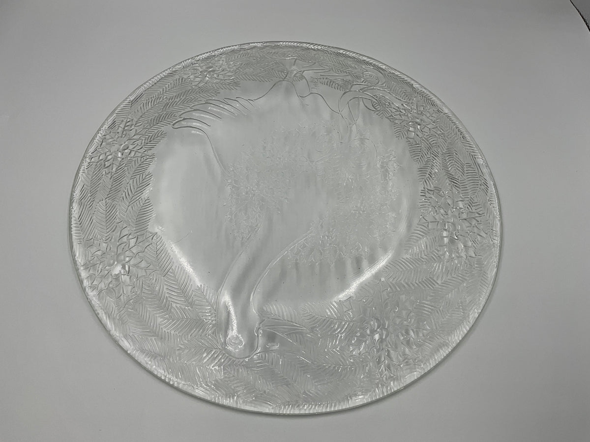vintage clear pressed glass holiday serving platter