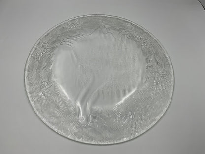 vintage clear pressed glass holiday serving platter