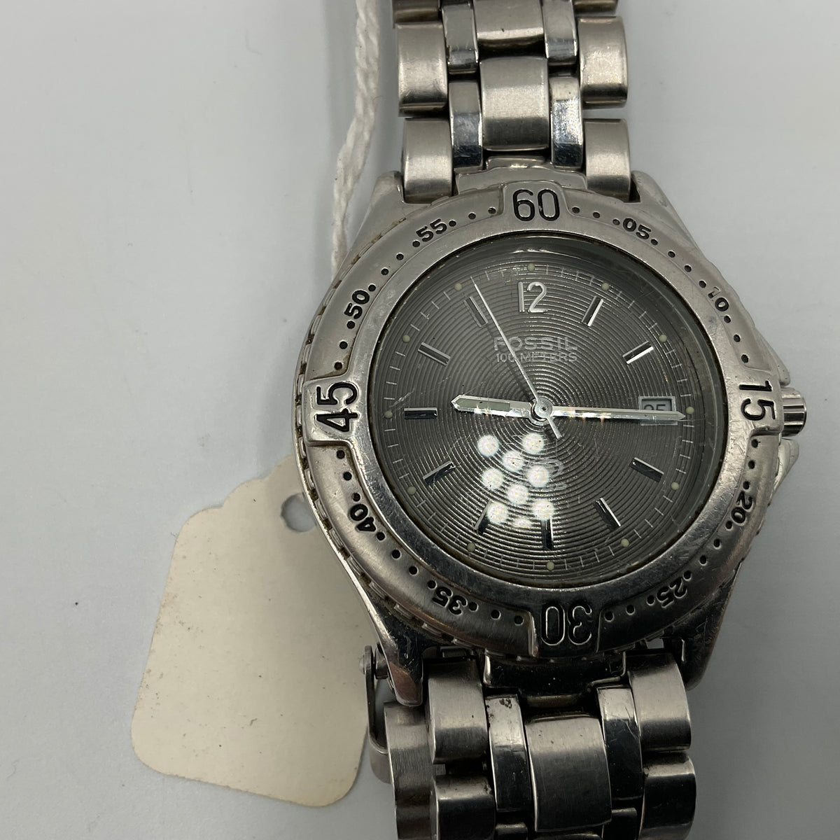 Fossil Blue AM-3198 Black/Silver Women's Watch New Battery