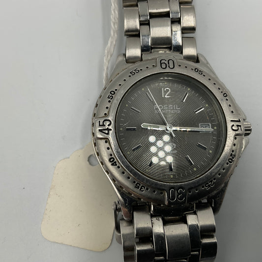 Fossil Blue AM-3198 Black/Silver Women's Watch New Battery