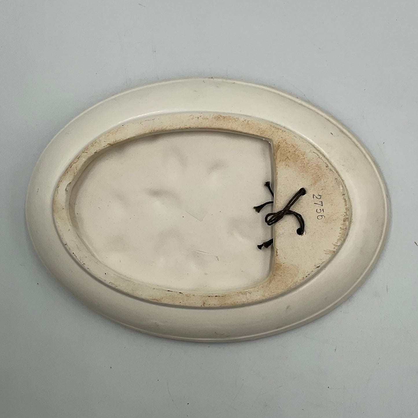 Vintage Lefton Japan Procelain Oval Wall Plaque Cyan Roses and Leaves