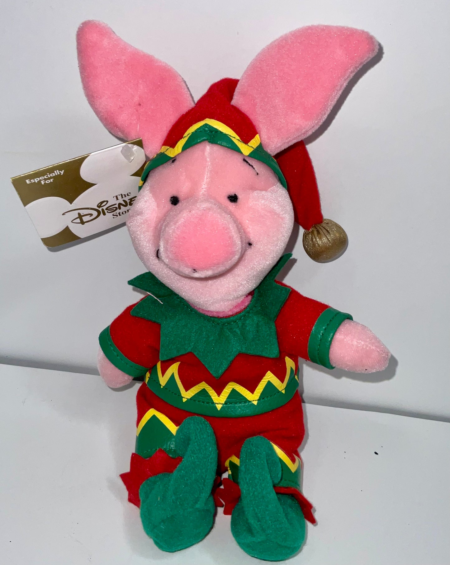 Christmas Holiday Elf Piglet Vintage Winnie the Pooh Bear & Friends Mini Beanbag Beanie Plush Disney Collectible