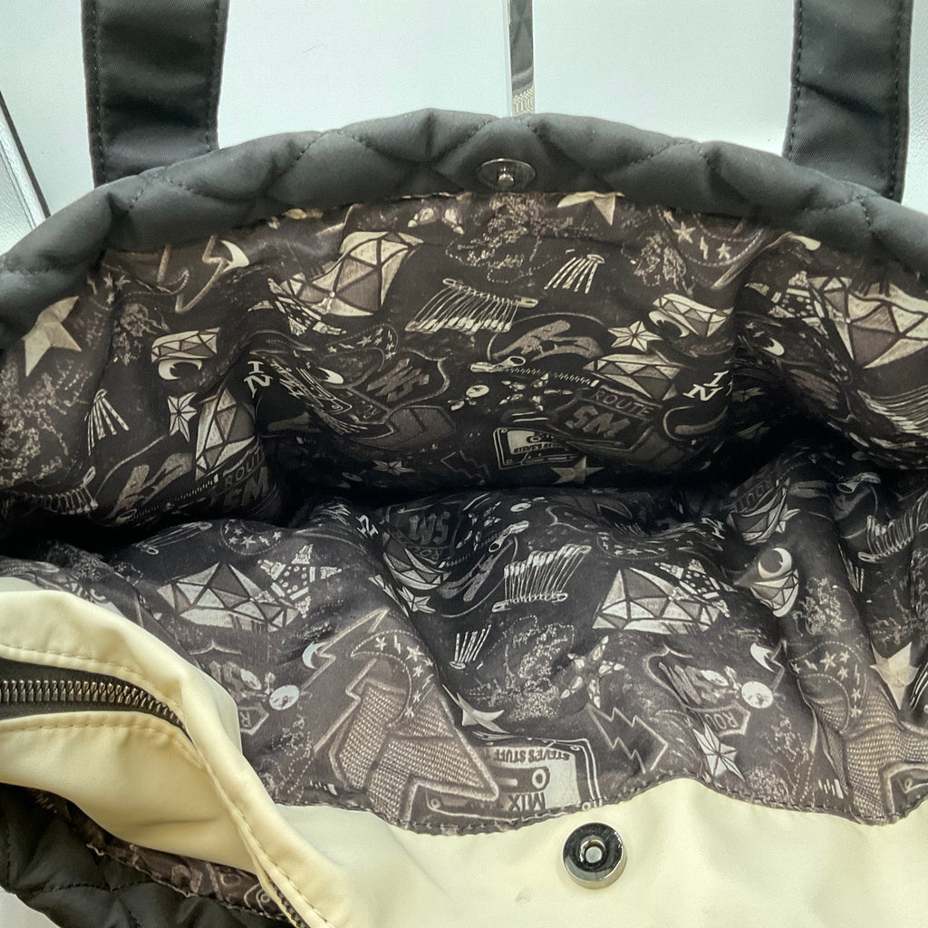 Steve Madden Black Quilted Messenger Tote Bag