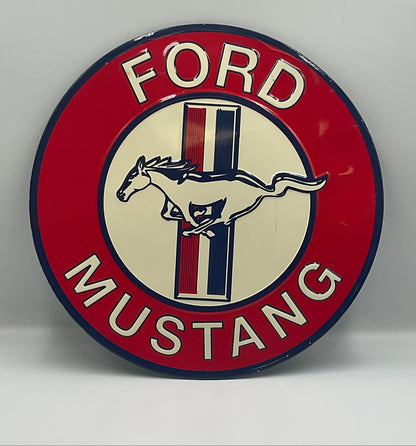 Ford Mustang Round Embossed Tin Sign