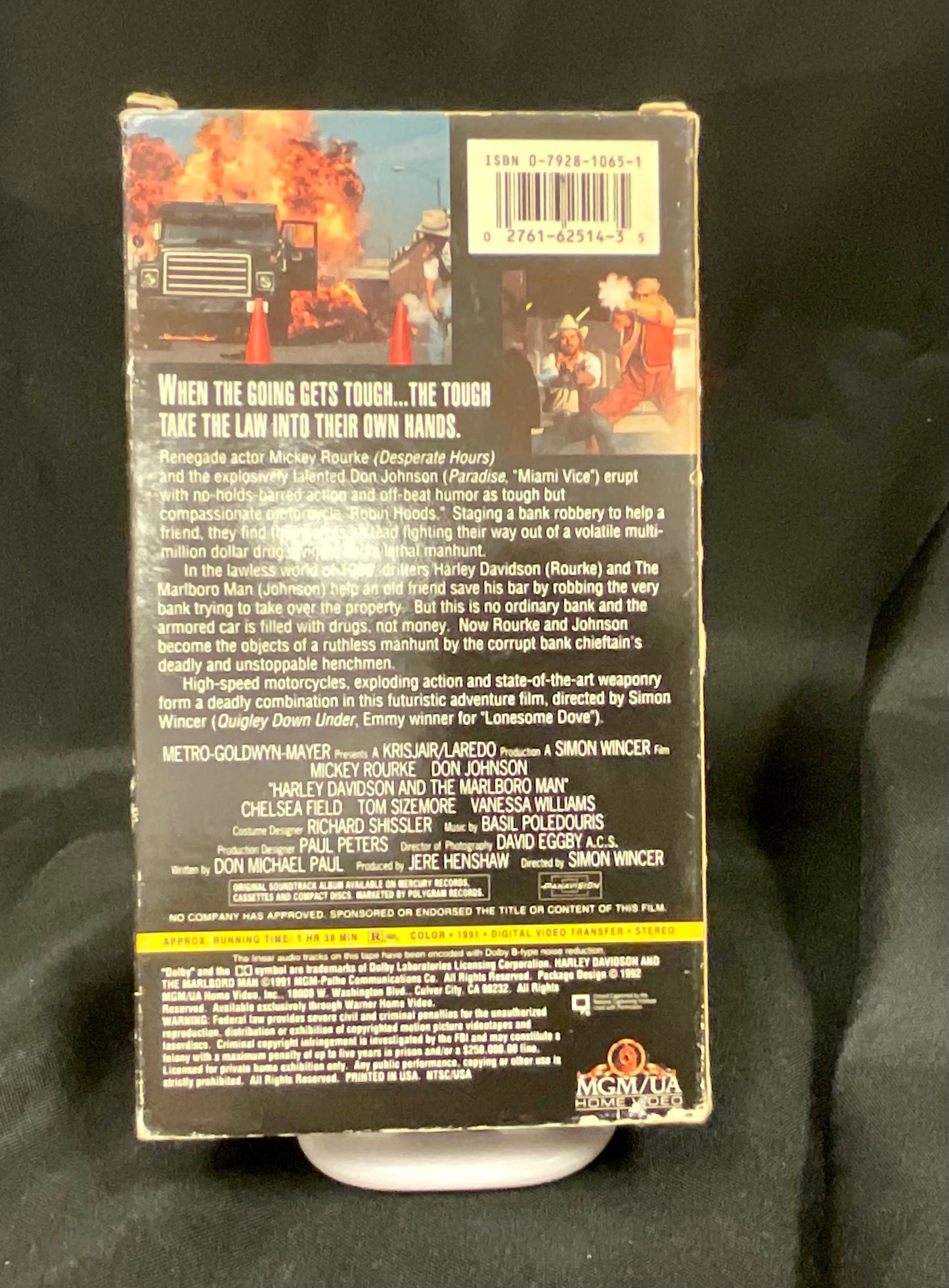Harley Davidson and the Marlboro Man Vintage 1991 VHS Video Tape Movie Mickey Rourke Don Johnson Pre-Owned Film Untested