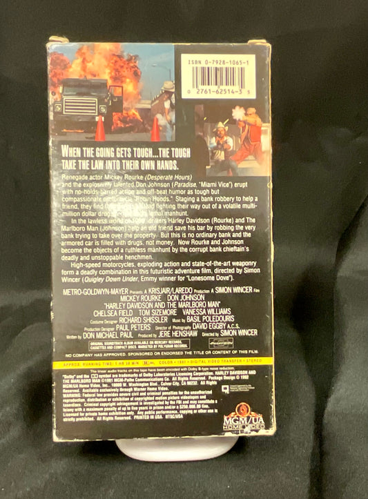 Harley Davidson and the Marlboro Man Vintage 1991 VHS Video Tape Movie Mickey Rourke Don Johnson Pre-Owned Film Untested