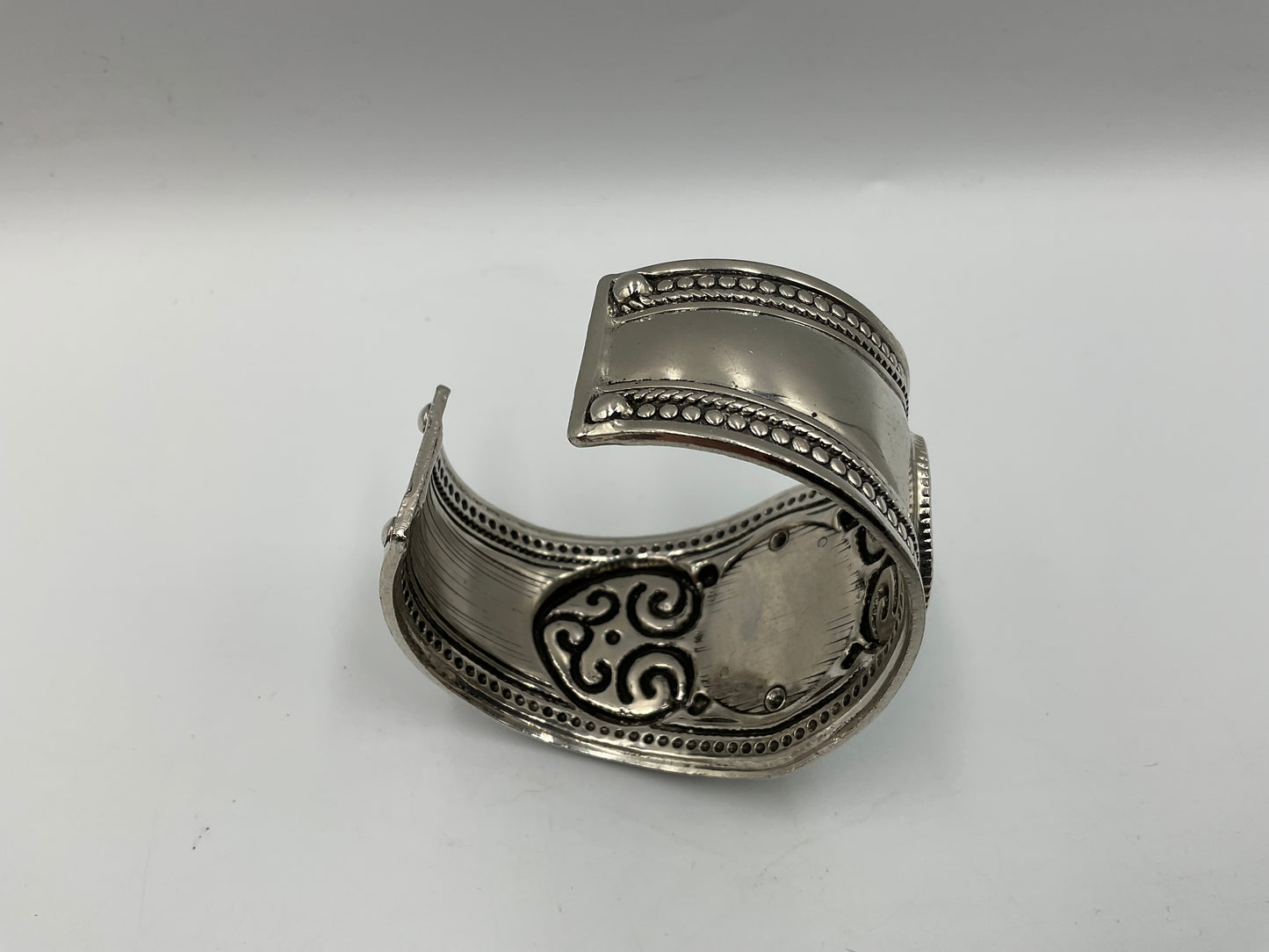 Cuff Bracelet Blue Turquoise Stone Set In Silver