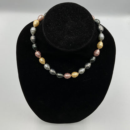 Multi Colored Egg Shape Bead Necklace