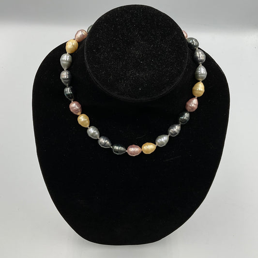 Multi Colored Egg Shape Bead Necklace