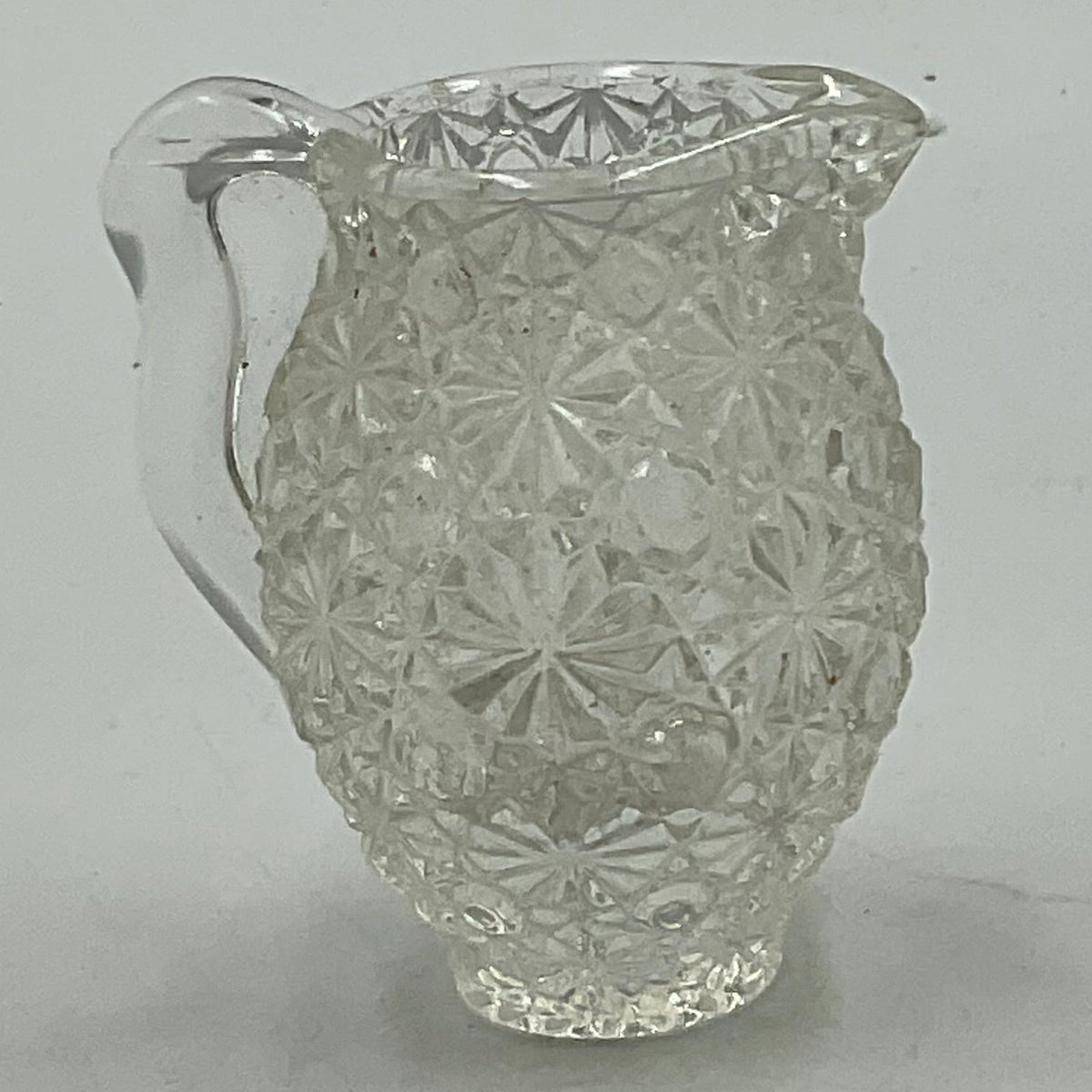Vintage L.E. Smith Clear Pressed Glass Button and Daisy Pattern Miniature Decorative Two Handled Urn and Matching Pitcher