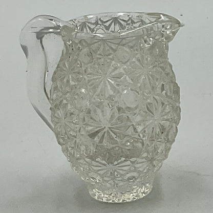 Vintage L.E. Smith Clear Pressed Glass Button and Daisy Pattern Miniature Decorative Two Handled Urn and Matching Pitcher