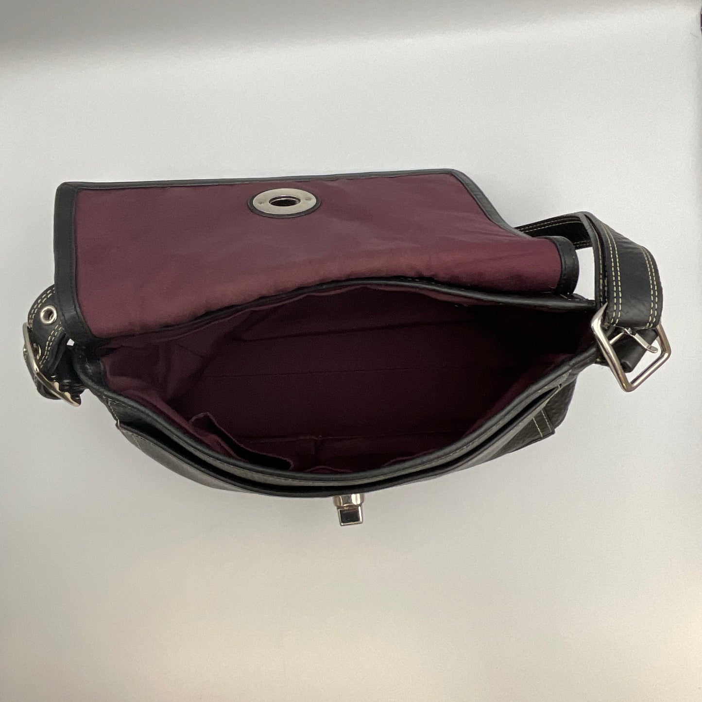 Coach Hamilton Vintage Black Pebbled Leather Flap Crossbody