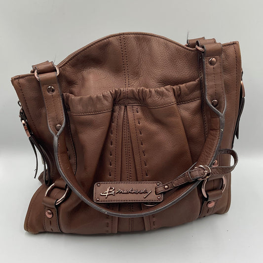 B. Makowsky Brown Leather Large Shoulder Bag
