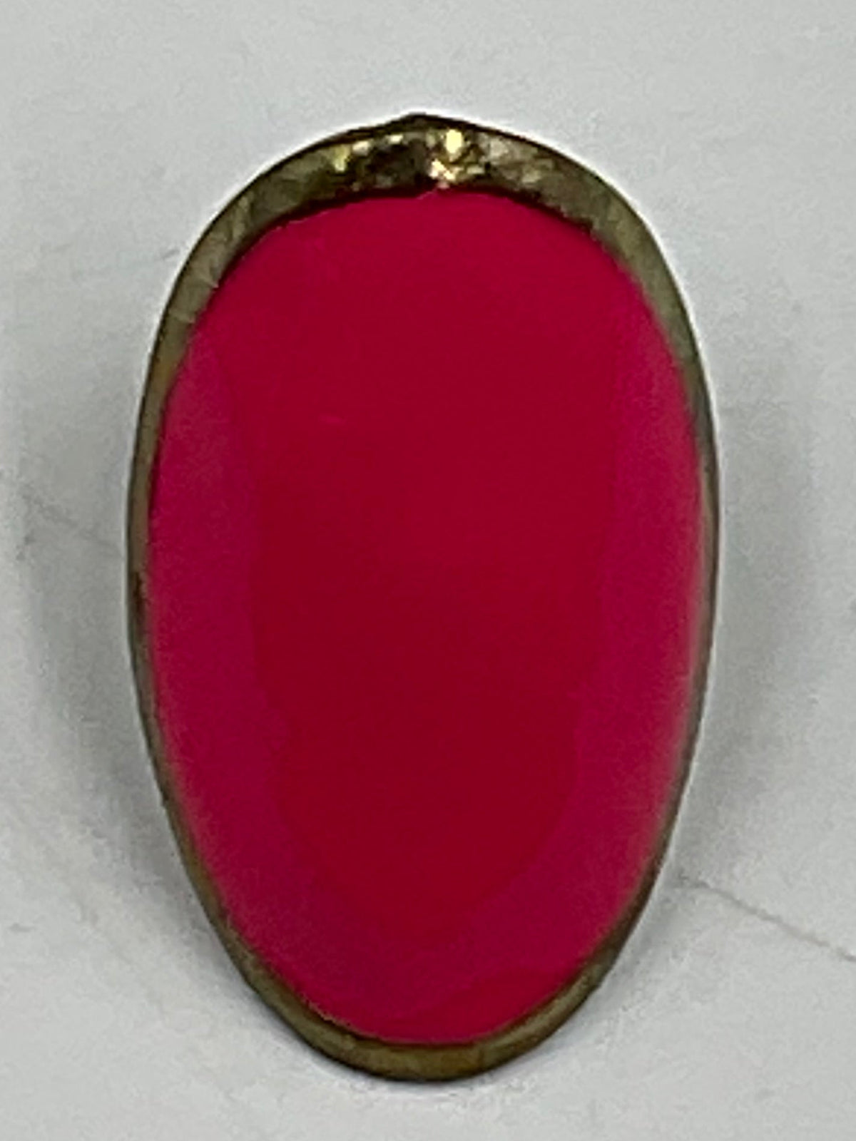 Vintage Gold Tone Adjustable Ring Large Oval Red Stone Statement Jewelry
