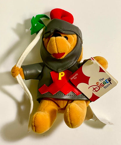 Brave Knight Winnie the Pooh Bear & Friends Vintage Mini Beanbag Beanie Plush Disney Store Collectible