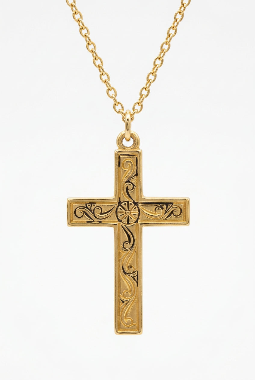 1/20th 12K Gold Filled Latin Engraved Cross Necklace