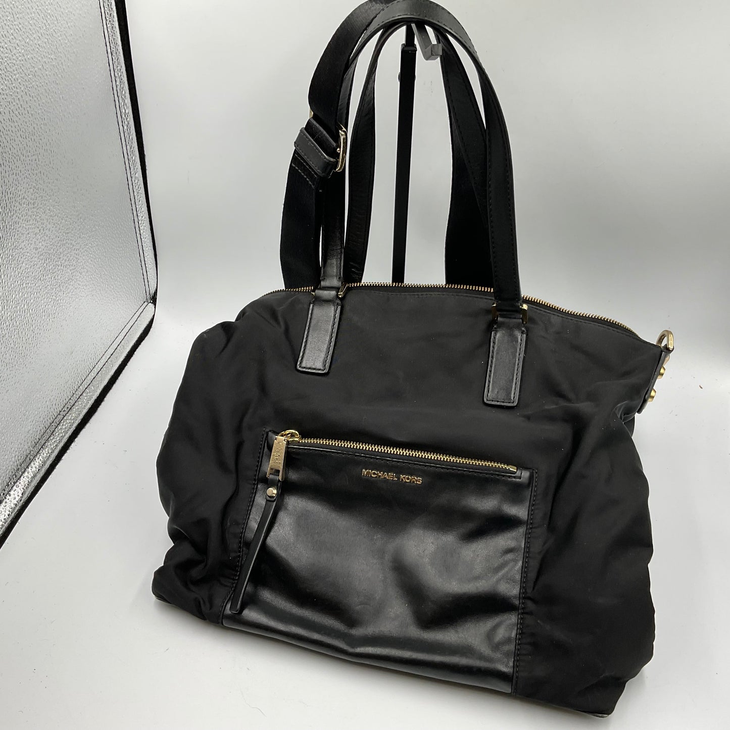 Michael Kors Black Tote Shoulder Bag Gold Hardware