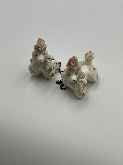 Vintage Spaghetti Poodles Lefton Japan Miniature Pair Connected on Chain
