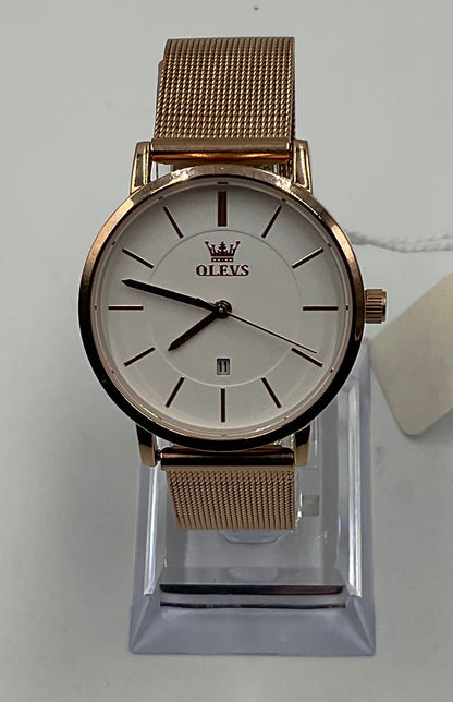 OLVES Mesh Band Quartz Waterproof Watch New Battery