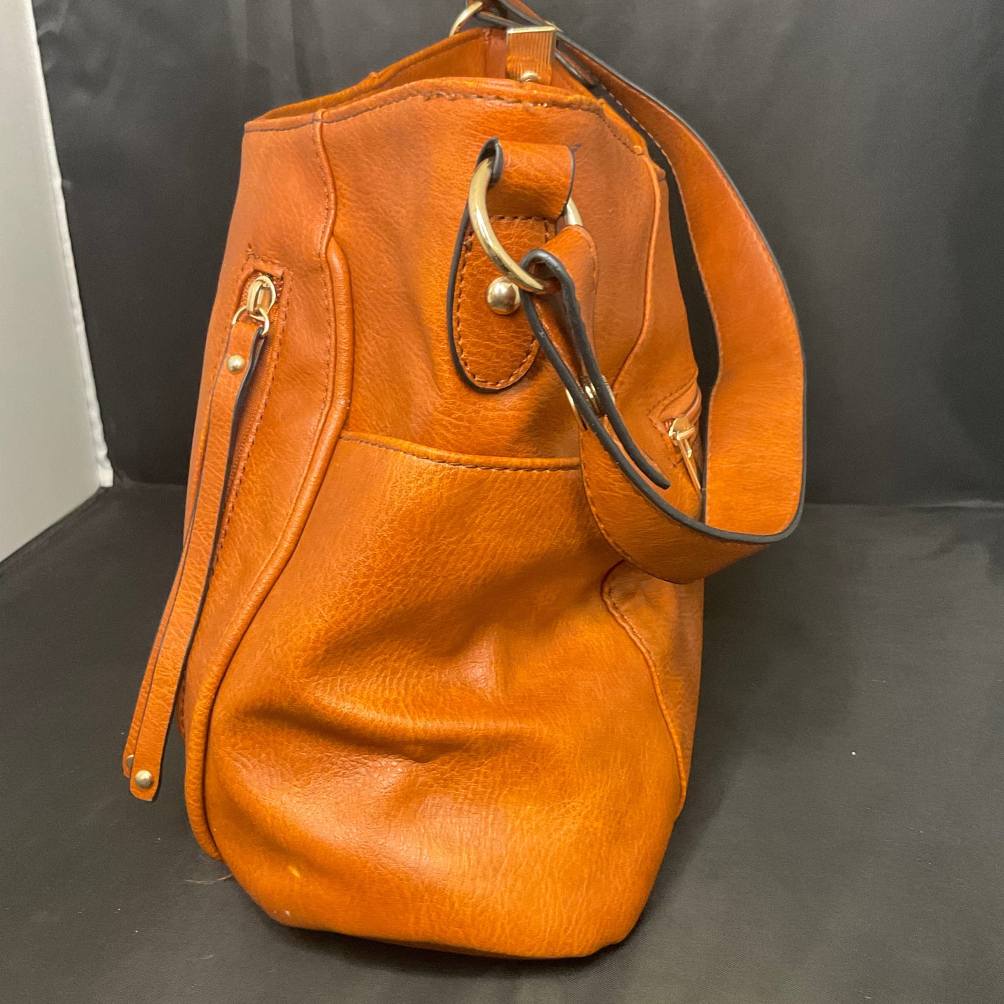 Brown Faux Leather Shoulder Purse