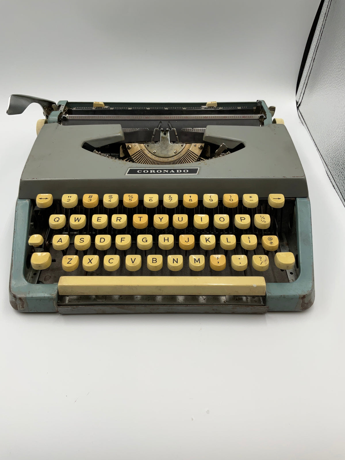 Vintage Coronado Brother Portable Manual Typewriter Blue w/ Hard Case