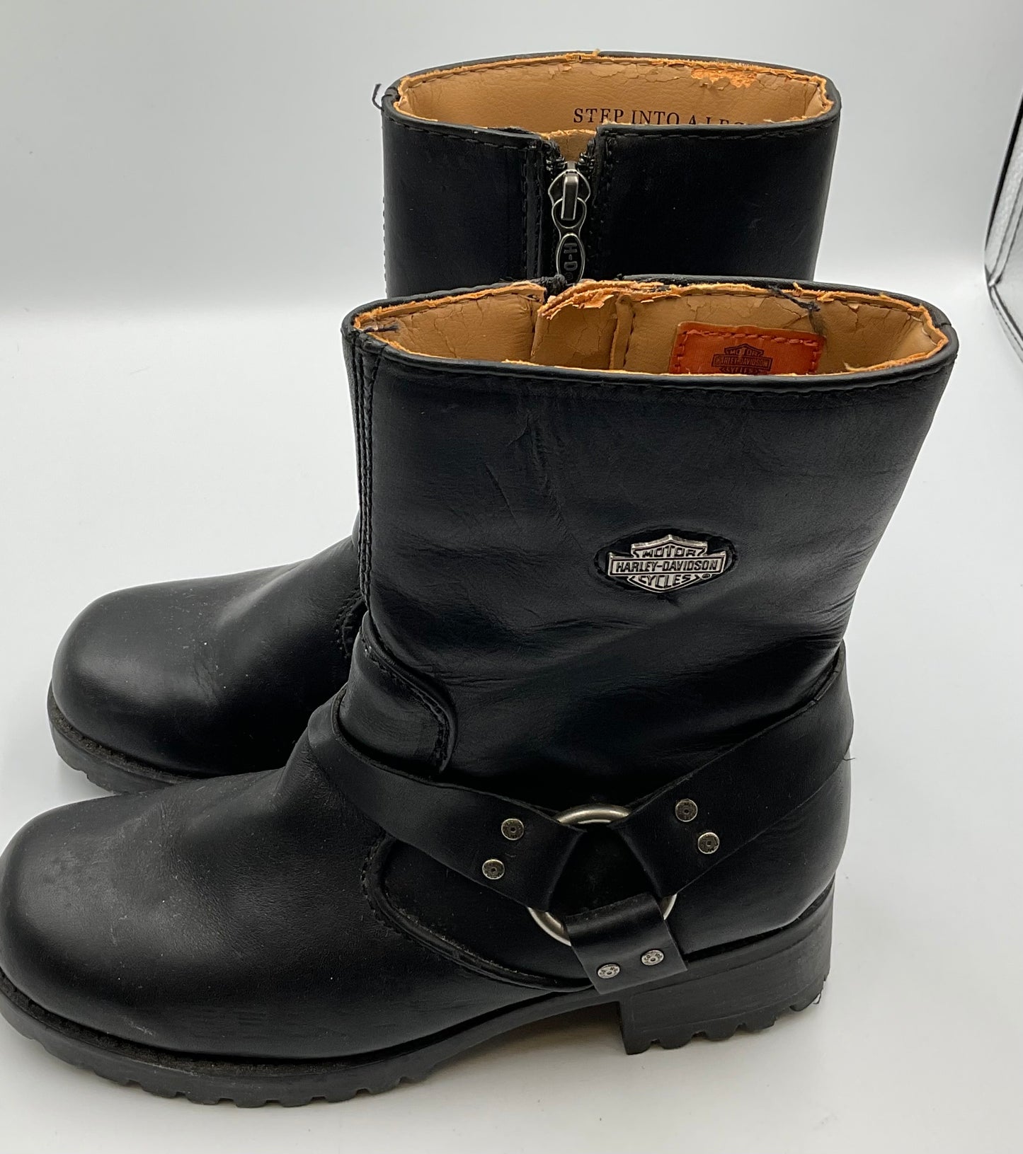 Harley Davidson Women's Leather Boots Medium Black Ashby Size 7 and a Half
