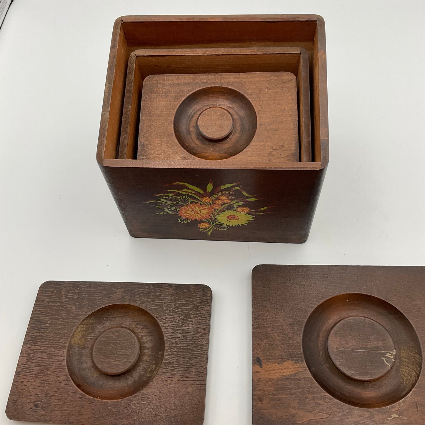 Vintage Wooden Nesting Canisters Made in Japan