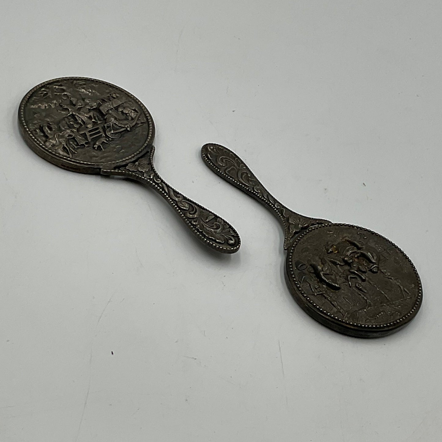 Ready JB Danish Silvertone Handheld Mirrors