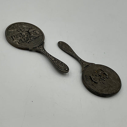 Ready JB Danish Silvertone Handheld Mirrors