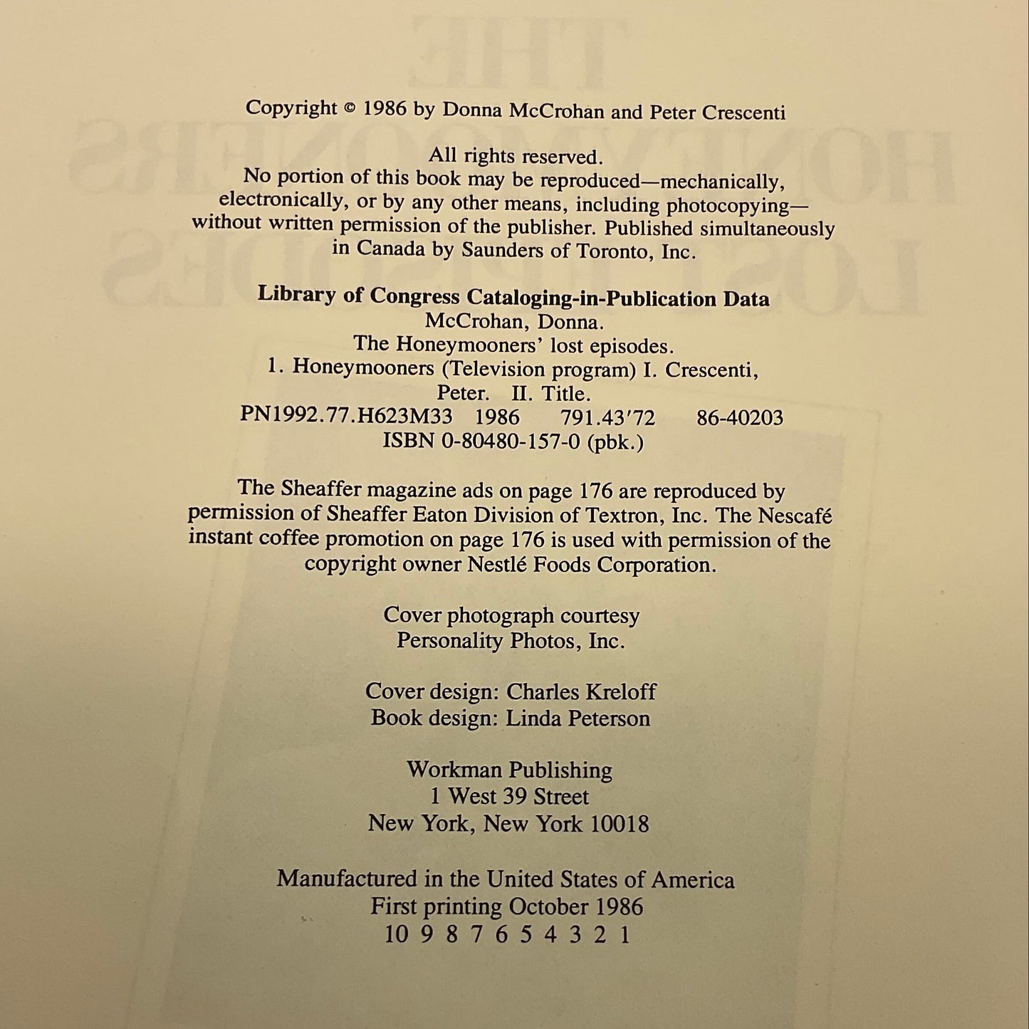 The Honeymooners Lost Episodes Vintage 1985 Paperback Book by Donna McCrohan Peter Crescenti