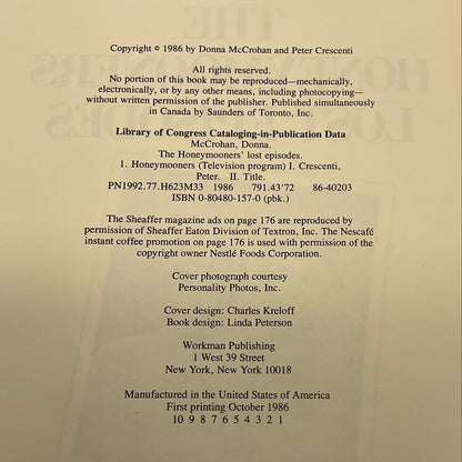 The Honeymooners Lost Episodes Vintage 1985 Paperback Book by Donna McCrohan Peter Crescenti