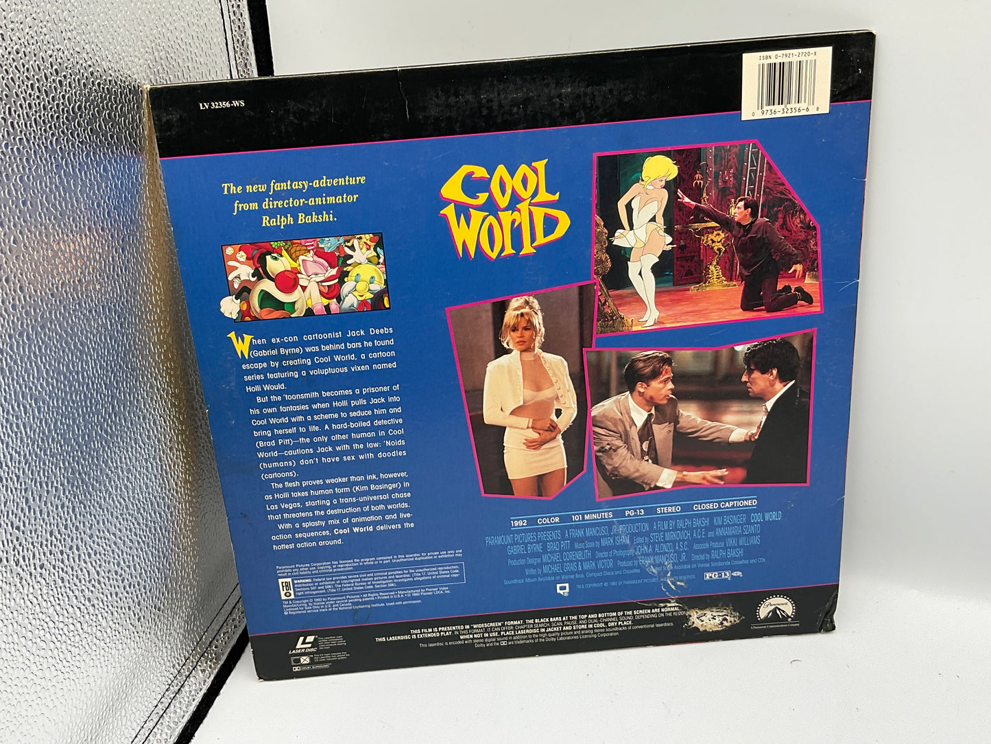 Cool World LaserDisc Widescreen 1992 Ralph Bakshi Brad Pitt Kim Basinger