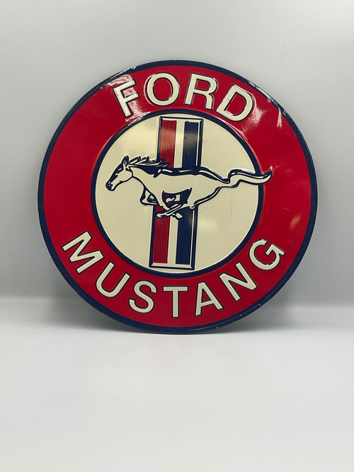 Ford Mustang Round Embossed Tin Sign
