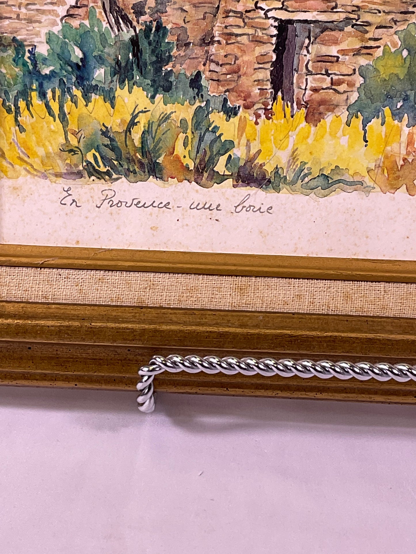 J. Suain Watercolor Painting En Provence Une Borie Wooden Framed