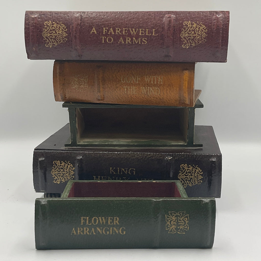 Stacked Faux Books Trinket Box Keepsakes Faux Leather Book Drawers