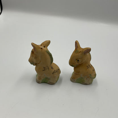 Vintage Ceramic Donkey Salt and Pepper Shakers