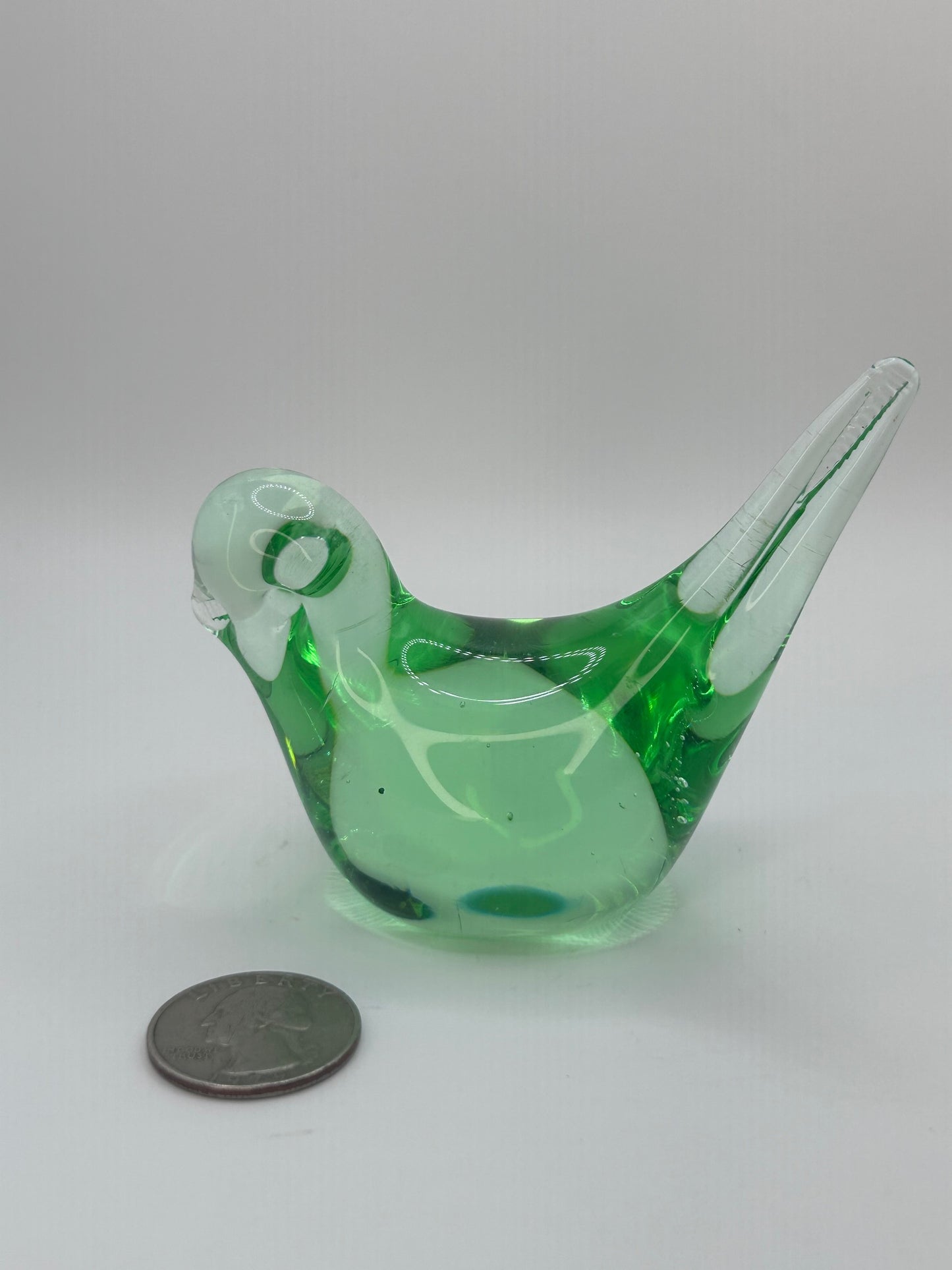 Light Green Handmade Glass Bird Art Figurine