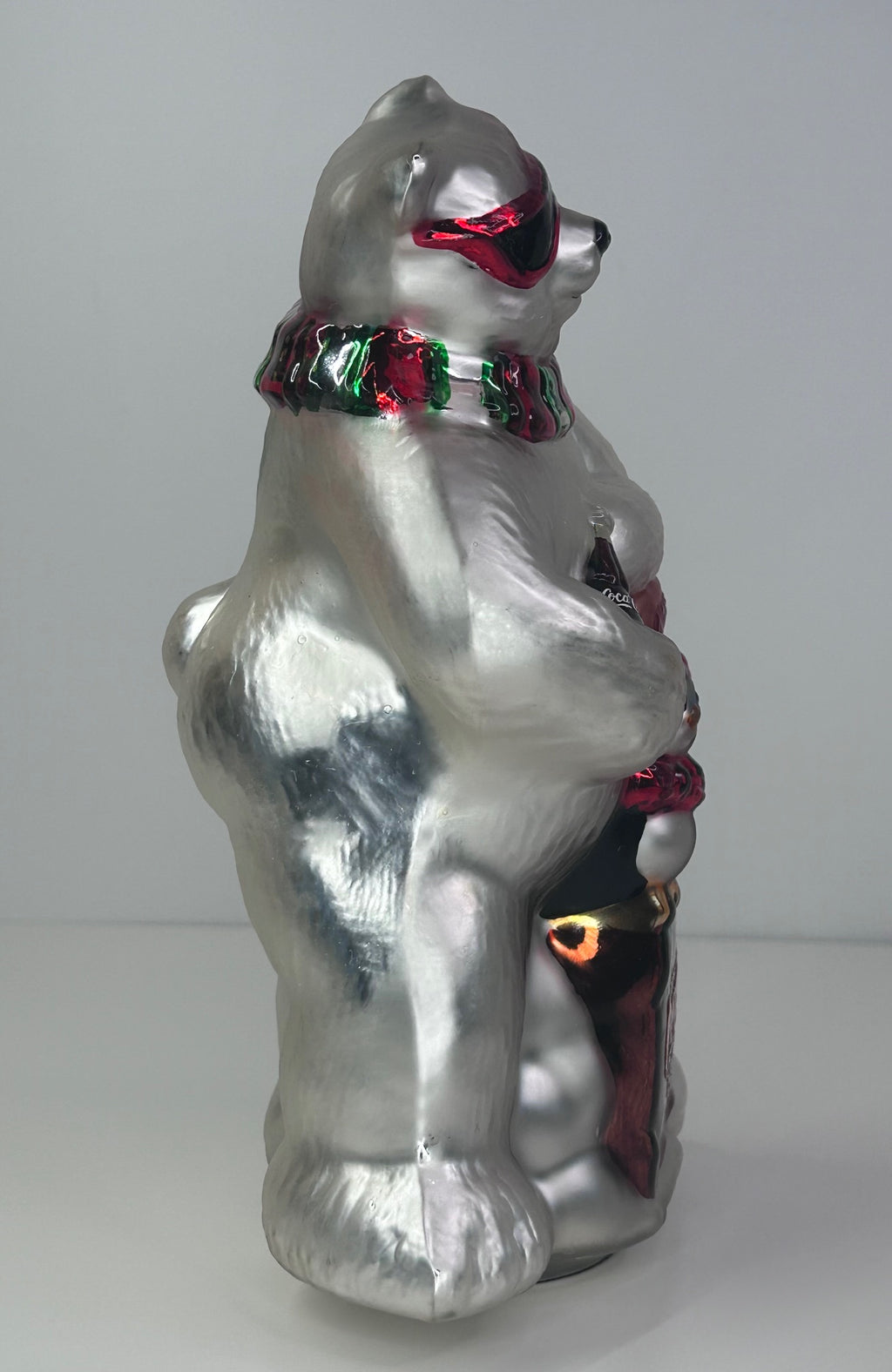 Coca-Cola Vintage 1998 Mercury Glass Polar Bear Figure with Coke Chest and Penguin