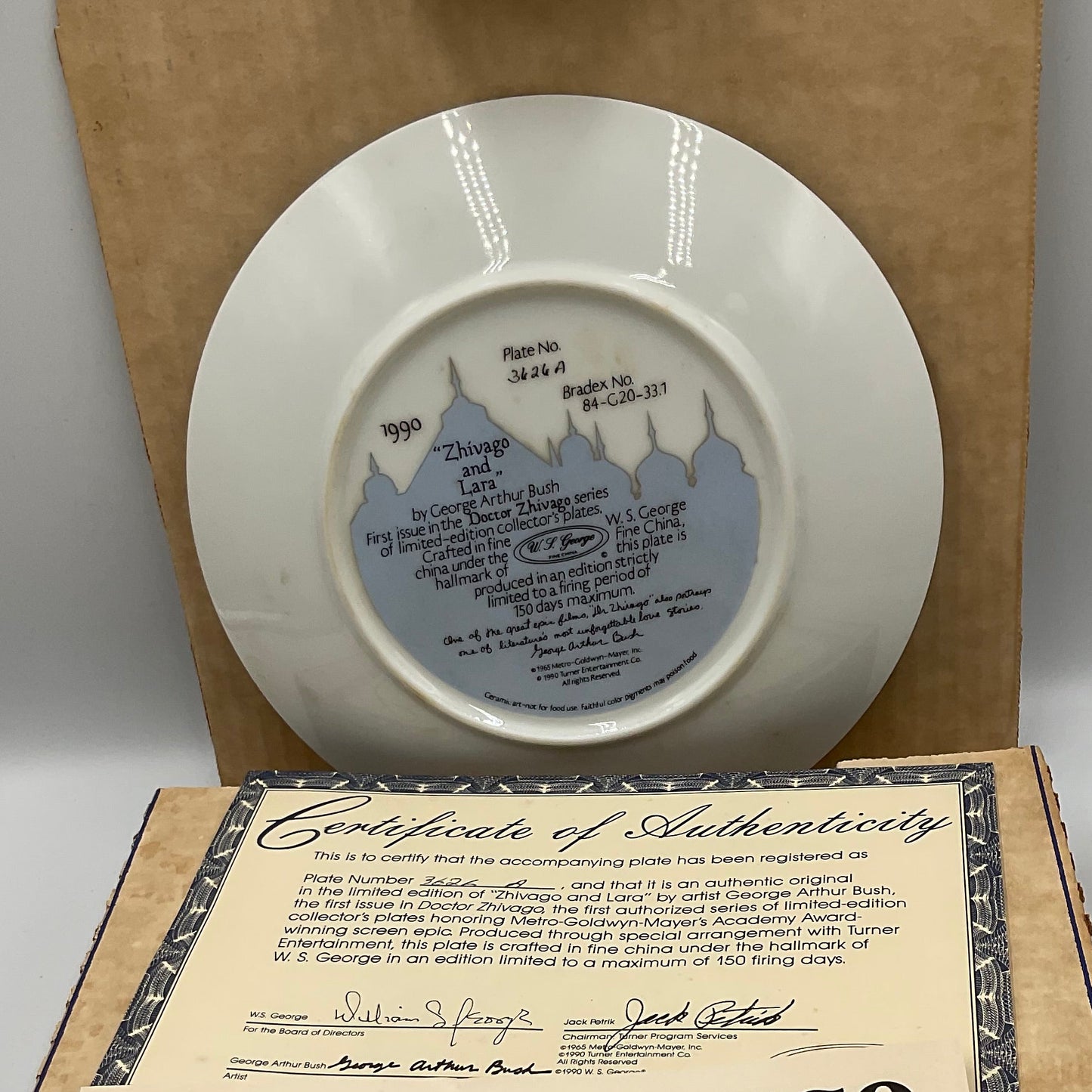W.L. George Bradford Exchange Limited Edition Dr Zhivago and Lara Vintage 1990 Box COA