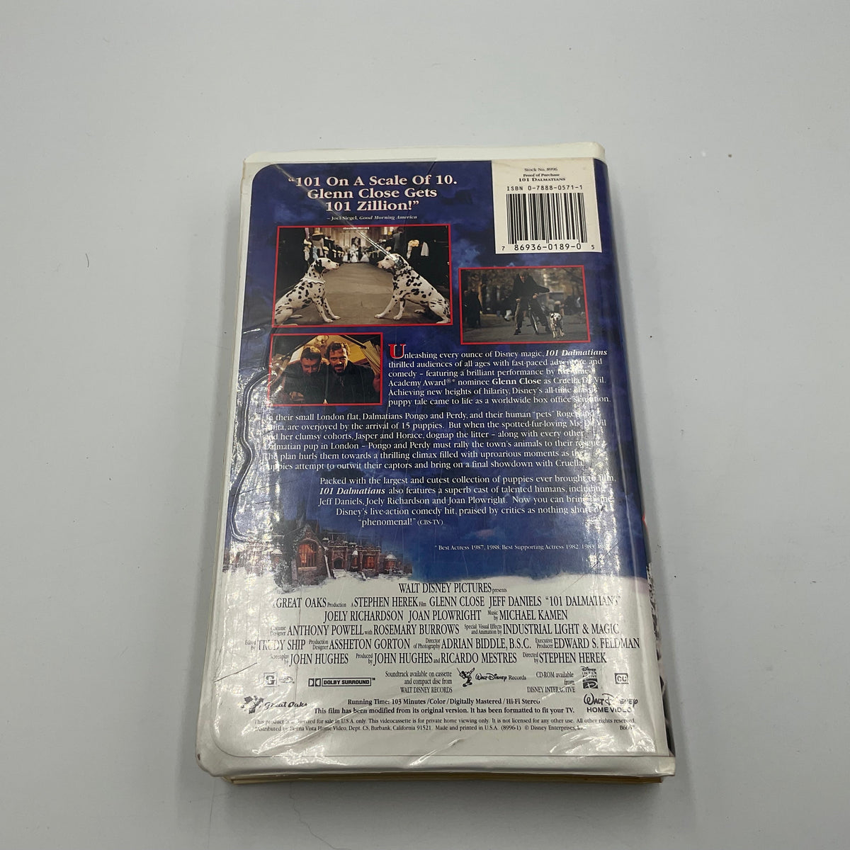 Disney’s 101 Dalmatians Live-Action VHS Tape Starring Glenn Close