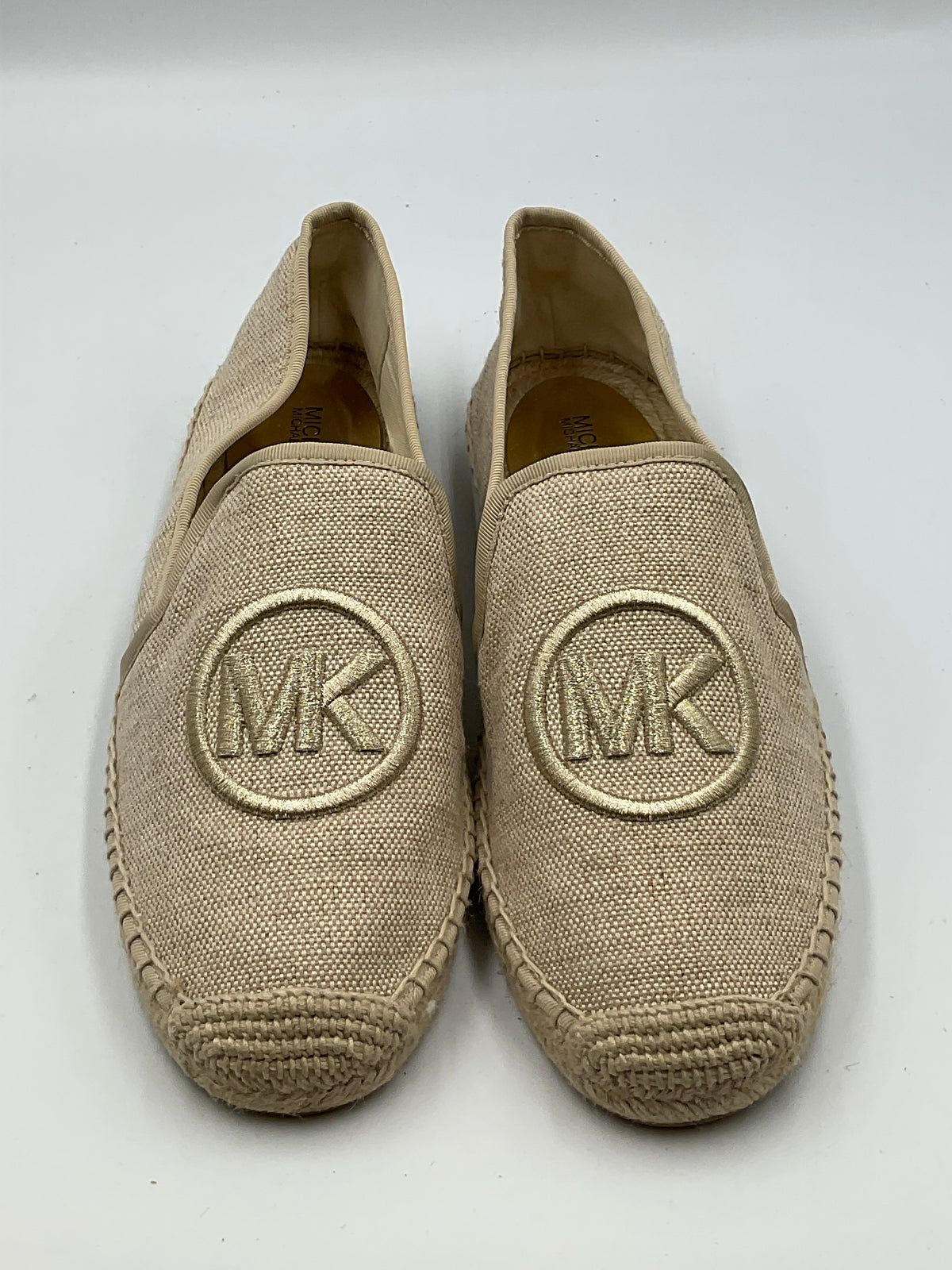 Michael Kors MK Logo Espadrilla Loafers Beige Womans 9.5 Slip On